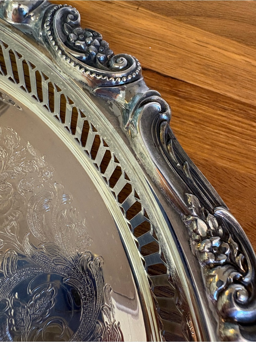 Vintage Wallace Baroque Silverplate Tray 13.25” - Picture 11 of 15